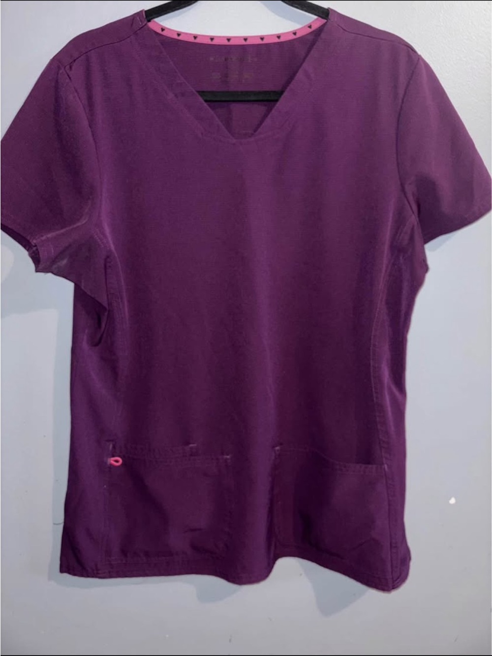Women’s V-Neck Medical Scrub Top in Deep Plum